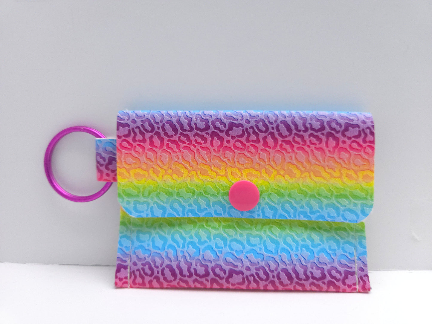 Rainbow Leopard Single Pocket Card Wallet Ready To Ship
