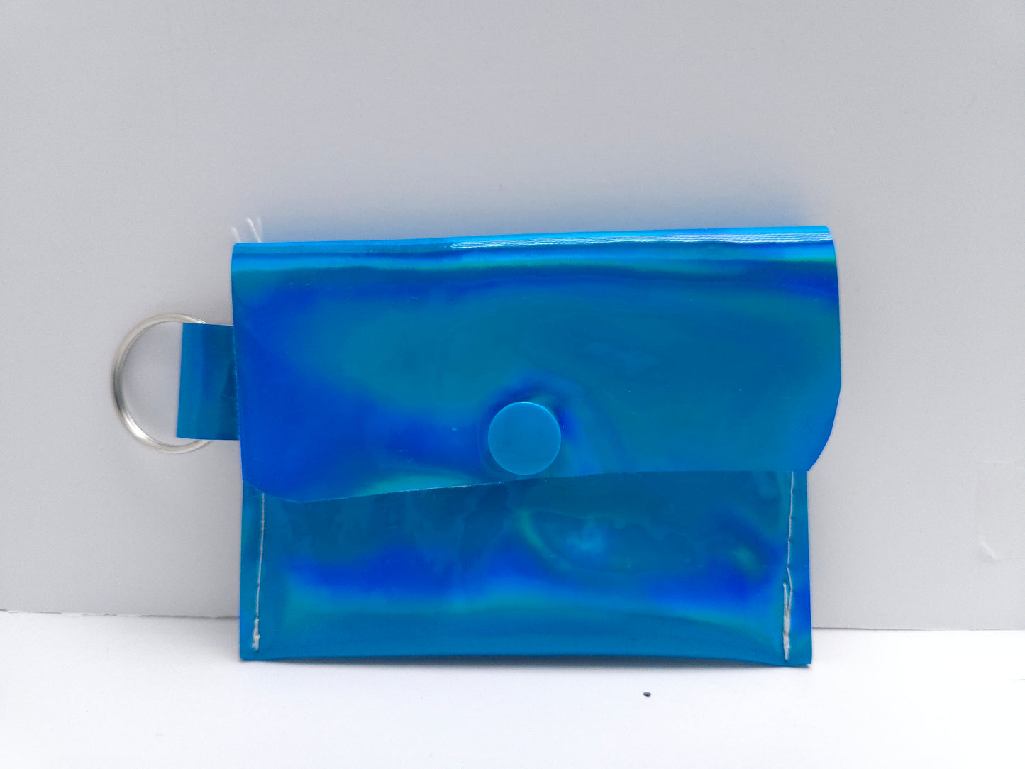 Blue Holographic Stripe Single Pocket Card Wallet Ready To Ship