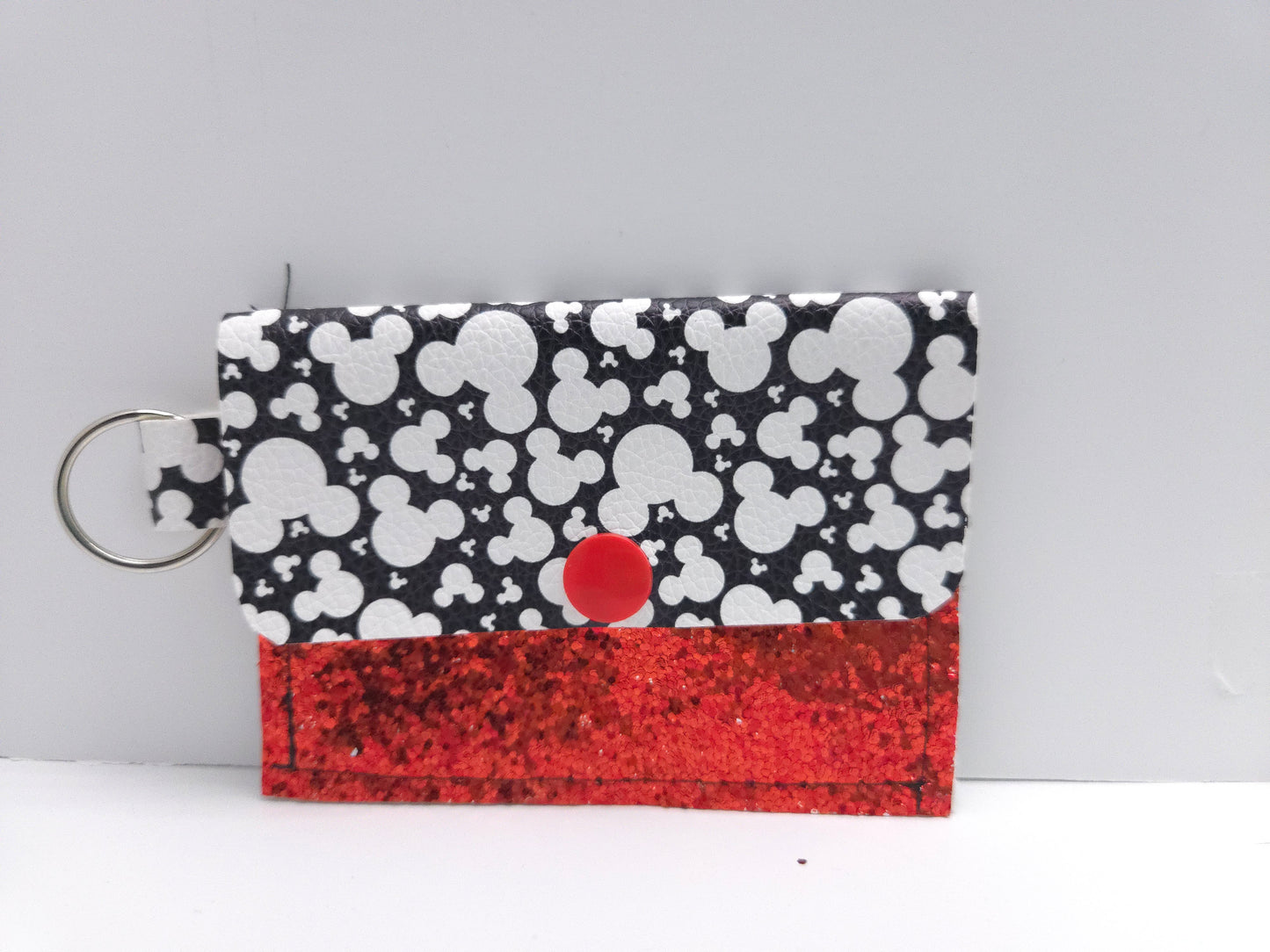 Red Button Mouse Heads Single Pocket Card Wallet Ready To Ship