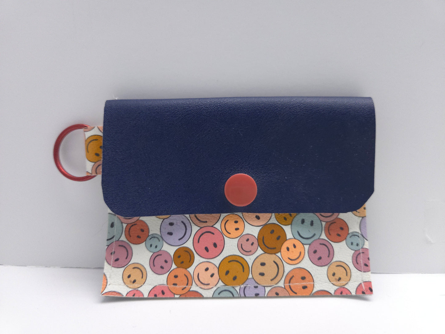 Navy Smileys Single Pocket Card Wallet Ready To Ship