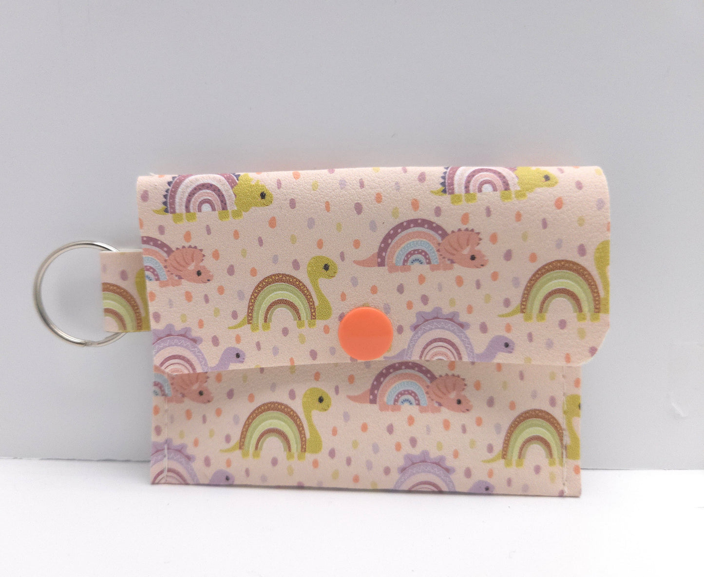 Dino & Rainbows Single Pocket Card Wallet Ready To Ship