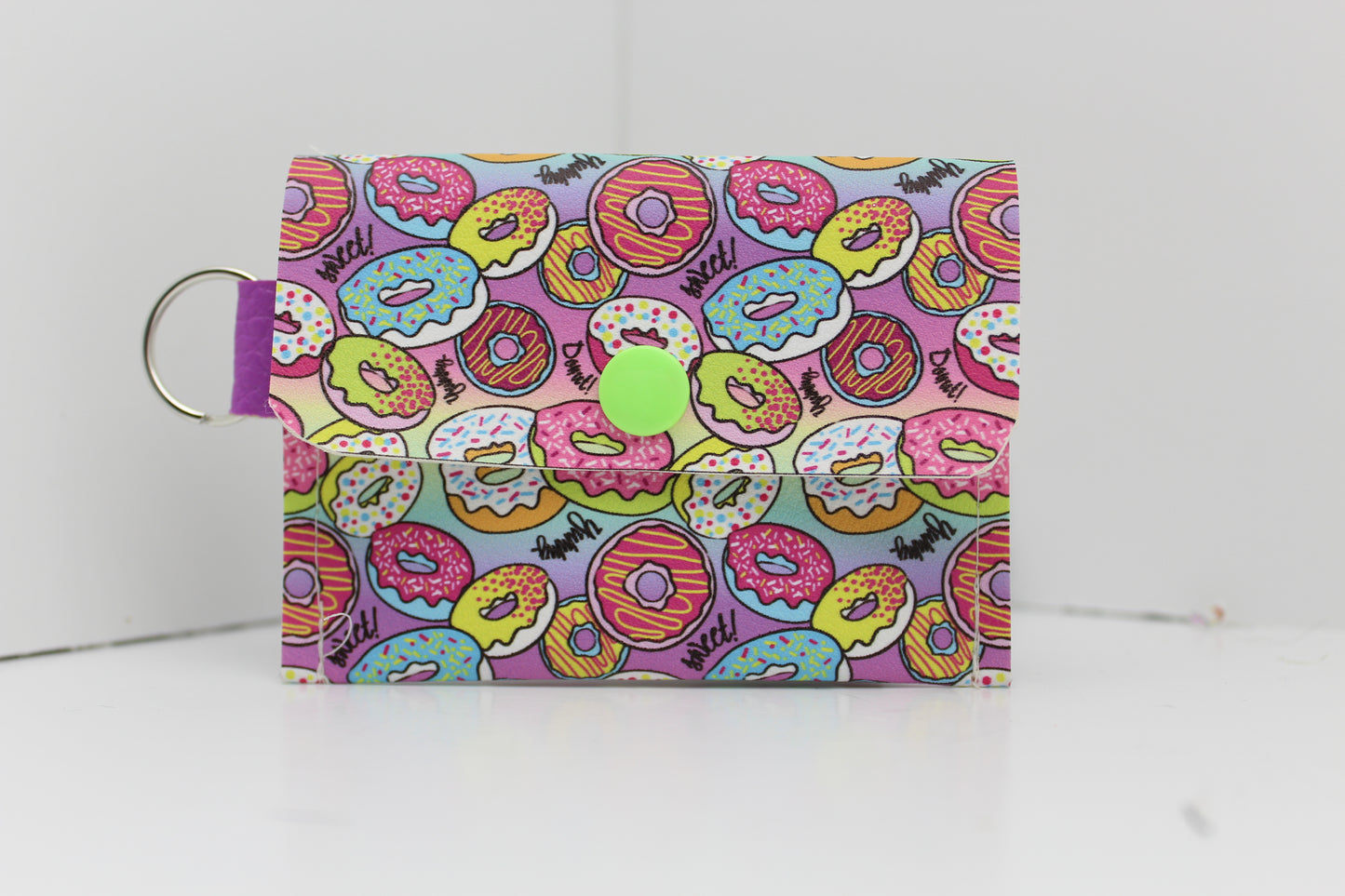 Neon Donuts Single Pocket Card Wallet Ready To Ship
