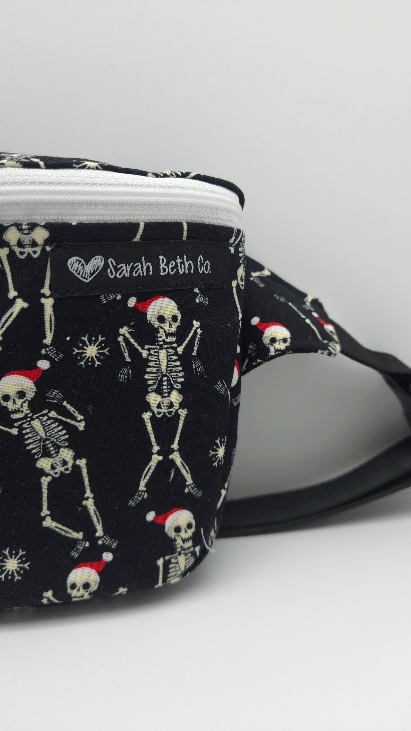 Santa Skeletons Medium Bum Bag / Adult S-XXL Strap / w. Cash Pocket - Ready To Ship
