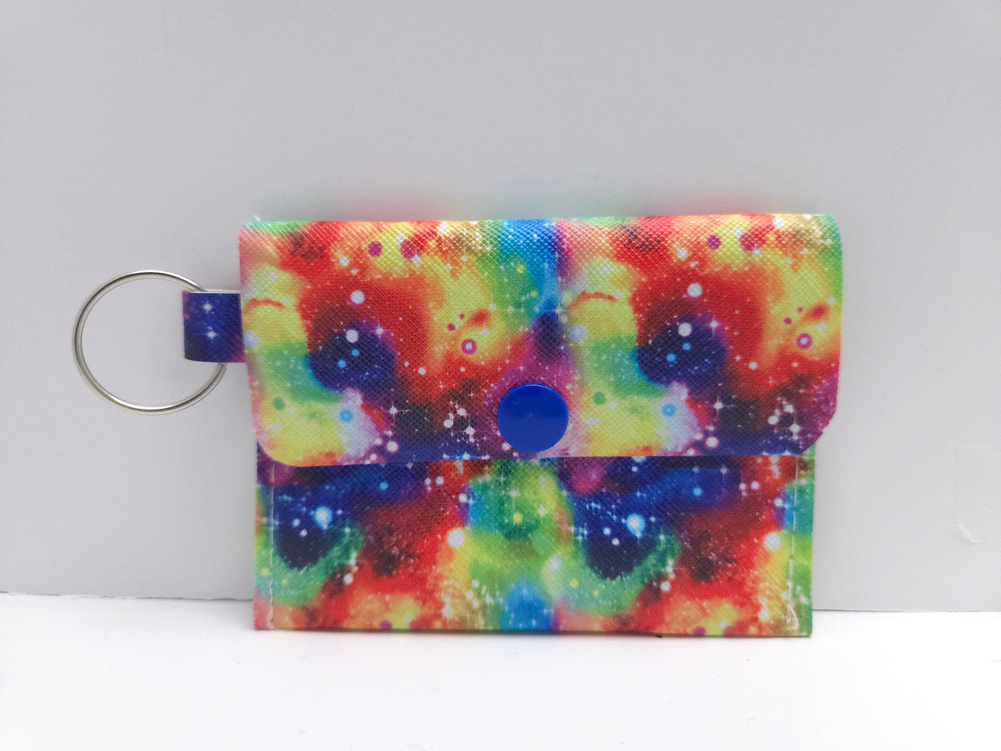 Bright Rainbow Galaxy Single Pocket Card Wallet Ready To Ship