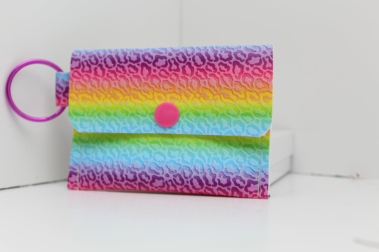 Rainbow Leopard Single Pocket Card Wallet Ready To Ship