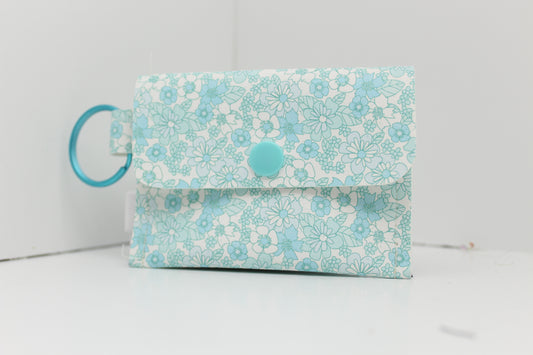 Light Blue Floral Single Pocket Card Wallet Ready To Ship