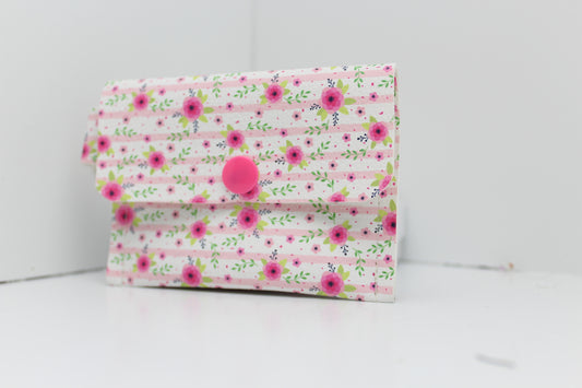 Pretty In Pink Floral Single Pocket Card Wallet Ready To Ship