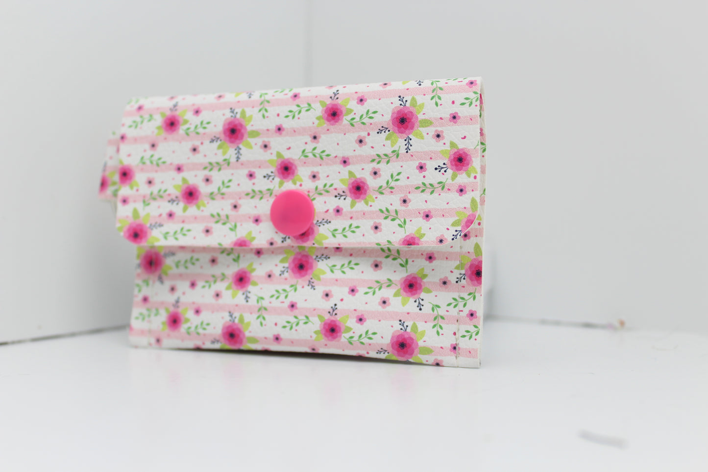 Pretty In Pink Floral Single Pocket Card Wallet Ready To Ship