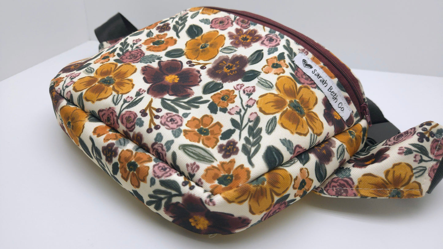 Ophelia Floral Large Bum Bag / Adult S - XXL Strap - Ready To Ship