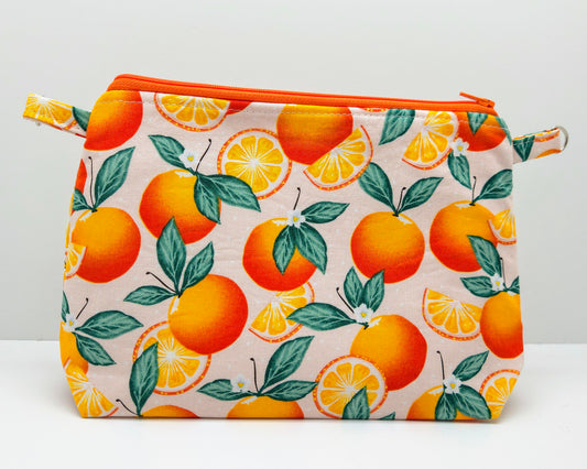 Absolutely Orange Medium Zippered Bag w. Pocket - Ready To Ship