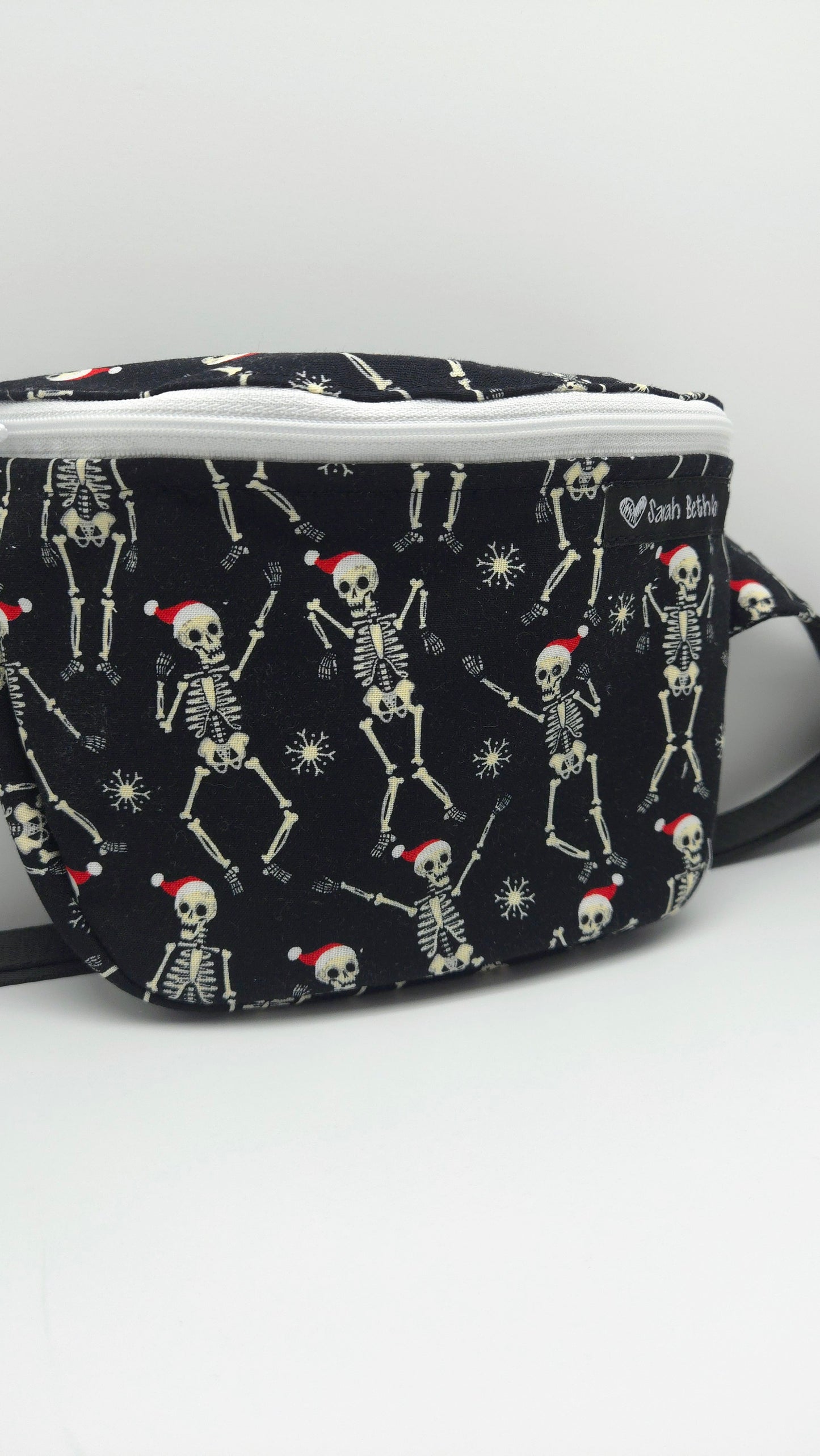 Santa Skeletons Medium Bum Bag / Adult S-XXL Strap / w. Cash Pocket - Ready To Ship