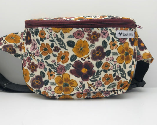 Ophelia Floral Large Bum Bag / Adult S - XXL Strap - Ready To Ship